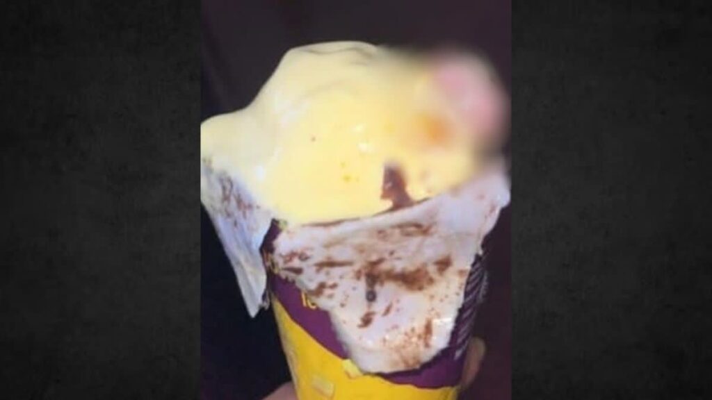 man found finger in ice cream